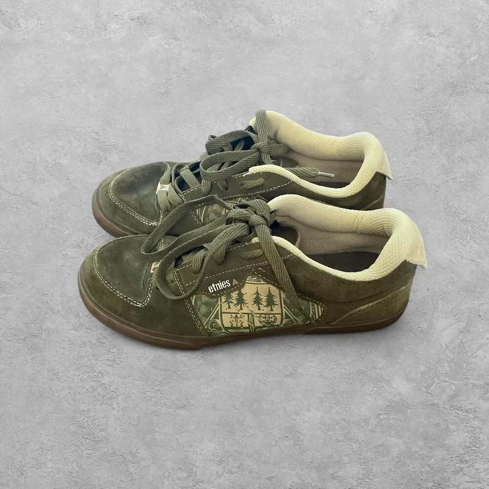 Etnies Arto Saari Skate Shoes Suede Pine Trees 10.5 Skateboarding